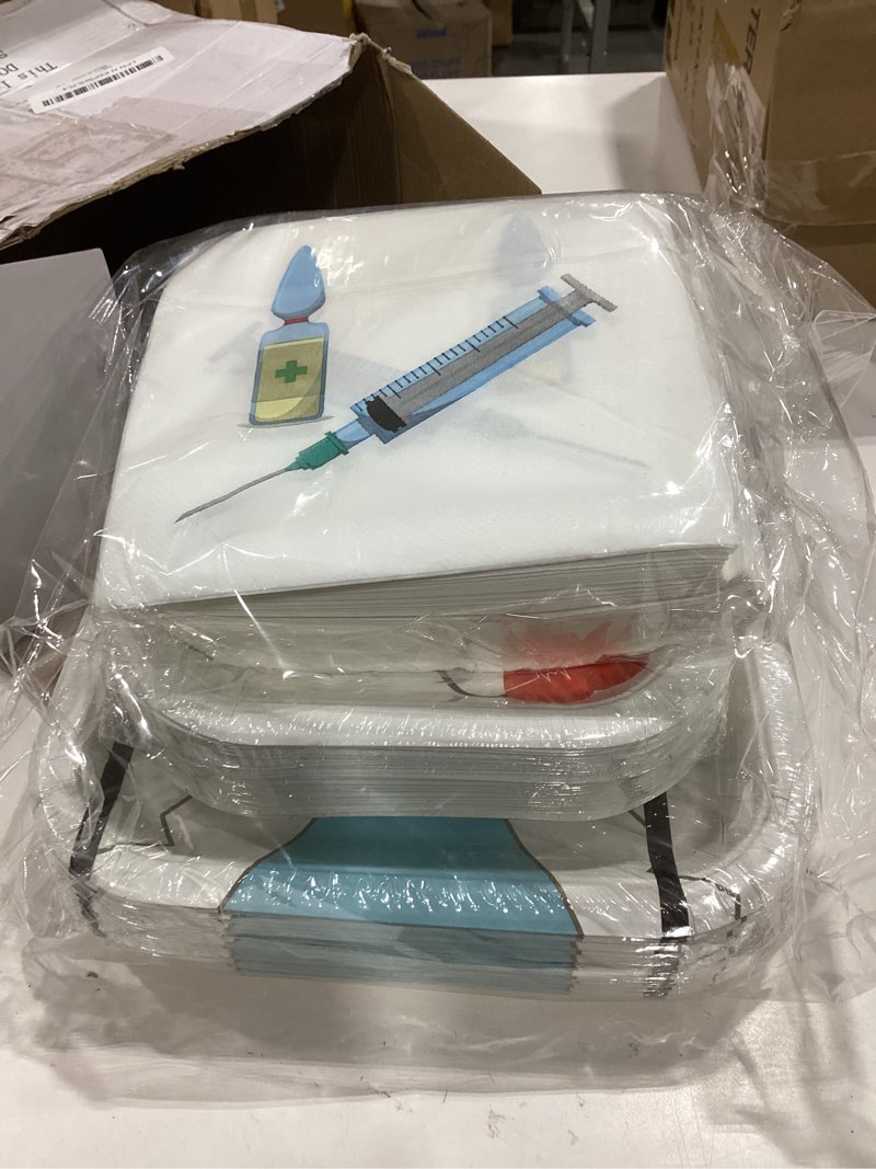 Condition photo showing New/Like New for maxcheck 200 pcs nurse graduation party supplies paper plates and napkins 2026 doctors nurse week medicial disposable dinnerware for 50 guest cna week doctors grad medicial party dinner(white)