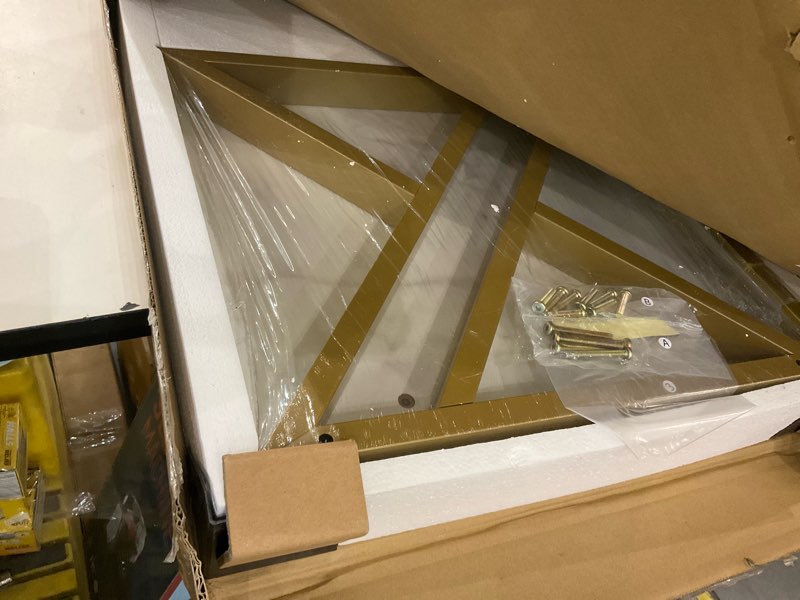 Condition photo showing Good Condition for Coffee Table Living Room Table White Center Table, Simple Modern Faux Marble Rectangular Tea Tables with Sturdy Gold Metal Frame,Industrial Wooden Coffee Table for Bedroom Home Office White Marble