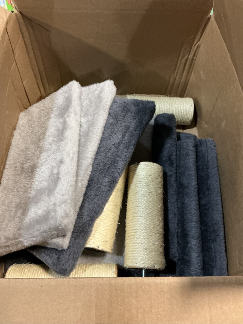 Condition photo showing As Is for aechonow 3-in-1 pet stairs for cats, dog steps for small doggie rabbits, 6.29''depth cat stairs, indoor cat ladders for high bed for pet's joints, 1 cat condo cave, sisal scratcher, grey, medium m-gray