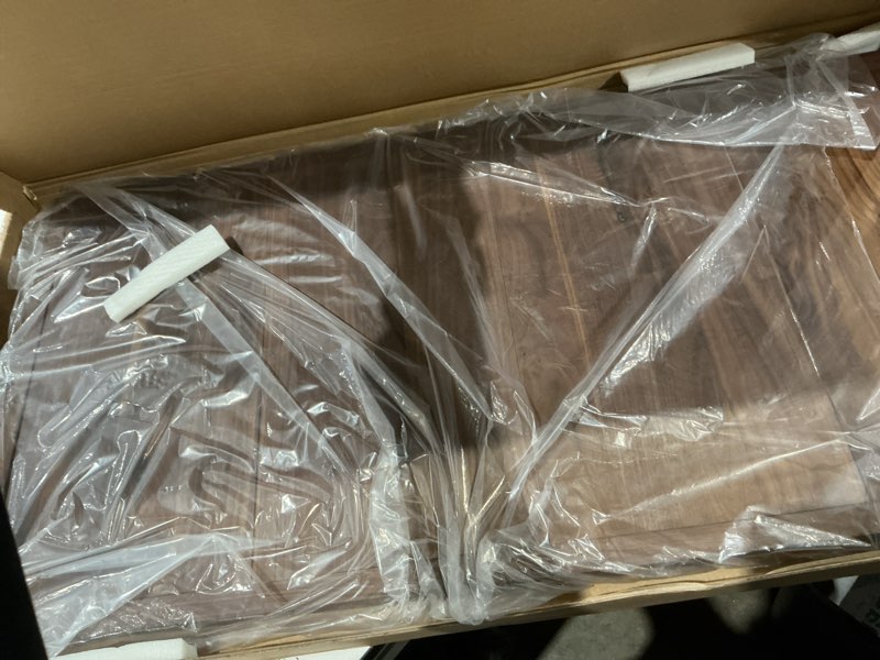 Condition photo showing As Is for 40 x 20 inches extra large extra long rectangle black walnut wood ottoman tray, serve tea, coffee classic wooden decorative walnut serving tray 40" x 20" x 1.1"