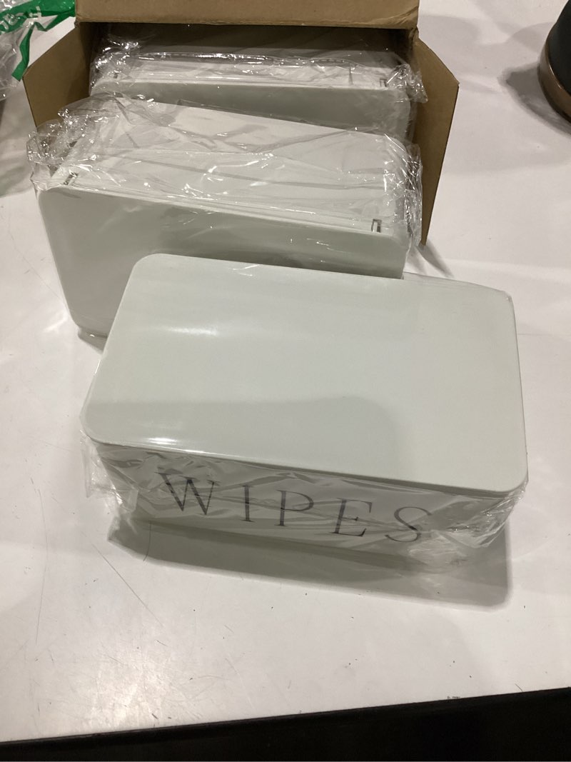 Condition photo showing Good Condition for 3 pack baby wipes dispenser holder wipe container for bathroom with lid toilet tissue paper storage refillable box for home office cars(large,white) large white