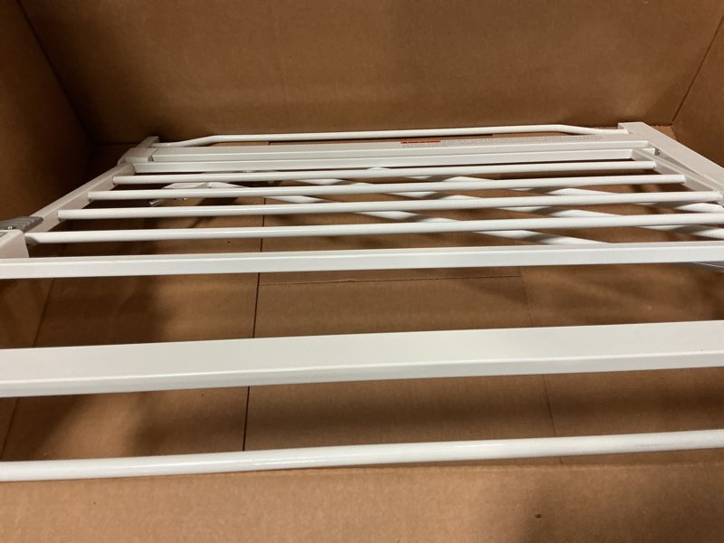 Condition photo showing As Is for Regalo Safety 38" Baby Gate for Doorways & Bottom of Stairs, Pressure Mount Design for Babies, Toddlers & Pets, Tested & Safe for 30 Years, American Designed, American Owned, White White 29-38.5"W x 30"H