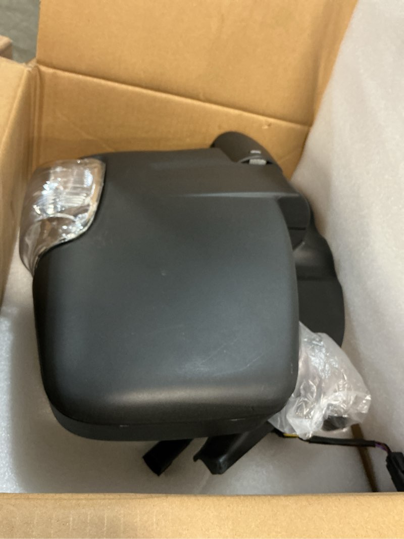 Condition photo showing Good Condition for Driver Side Mirror,Mirror Assembly Compatible With 2015-2025 Ford Transit 150 250 350 350 HD,Transit Tow Power Glass,Towing Without Signal Light Non Heated,Black(Short Arm) 3 Pins-Without Indicator Left Driver Side