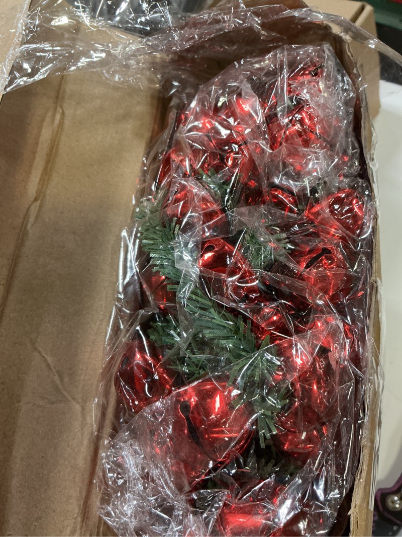 Condition photo showing Good Condition for 50 Pcs 50 Pcs 20 Inches Christmas Garland Ties with Bells Decorative Twist Ties Garland Hanger for Banister Stairs Railing Reusable and Flexible Twist for Xmas Holiday Decorations (Red) Red 50