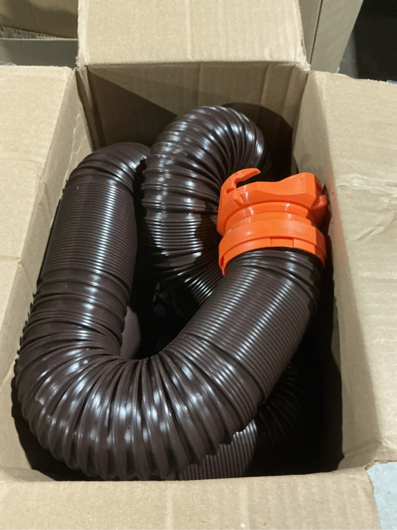 Condition photo showing Good Condition for camco rhinoflex 15-ft rv sewer hose kit - features clear elbow fitting w/removable 4-in-1 adapter - connects to 3” slip or 3”/3.5”/4” npt threaded sewer connection (39770) 15' rhino sewer hose