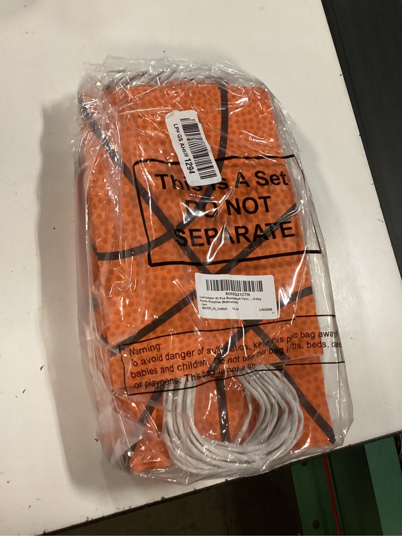 Condition photo showing Good Condition for leinuosen 50 pcs basketball party bags gift goodie favor treat candy goody bags with handle for sports theme birthday party supplies 50 basketball