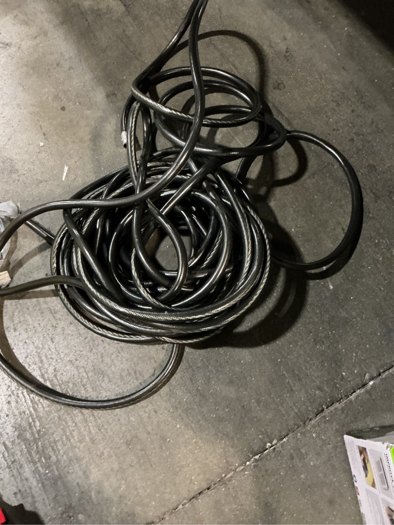 Condition photo showing As Is for neverkink teknor apex 5/8-in x 100-ft heavy-duty kink free vinyl gray coiled hose