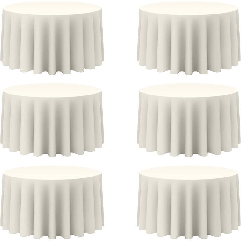 i brillmax 6 pack ivory round tablecloths 120 inch - circle bulk linen polyester fabric washable table cloth cover for wedding reception banquet birthday party buffet restaurant