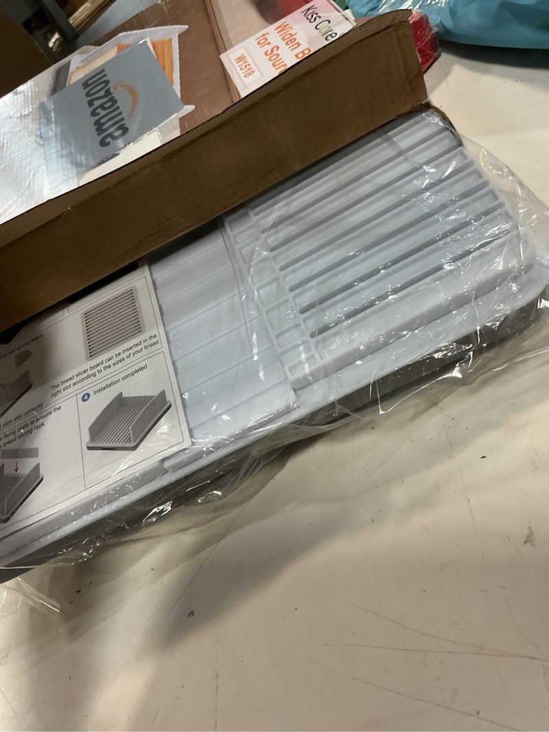 Condition photo showing Good Condition for upgrade widen bread slicer for sourdough rounds, 13? adjustable large capacity wide and thicknesses, foldable and compact cutting guide with crumb tray, suitability for homemade sourdough bread wide adjustable bread slicer