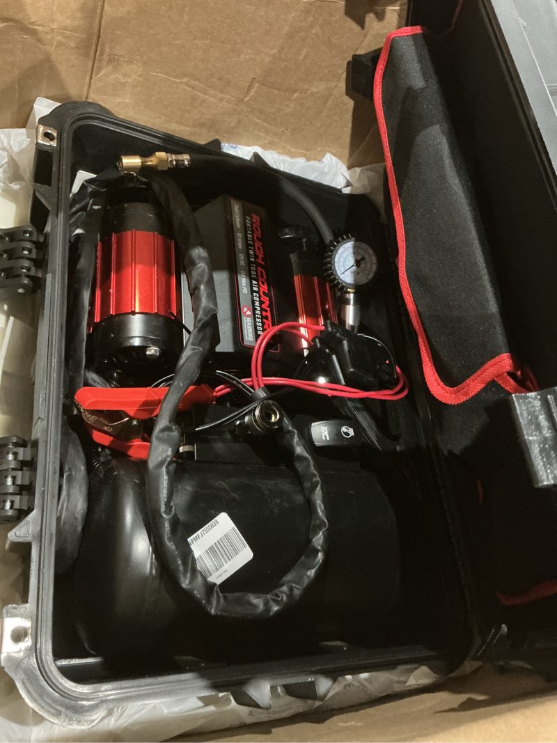 Condition photo showing As Is for (used)rough country portable twin air compressor | 12v | 150psi | 6.16 cfm - rs208a