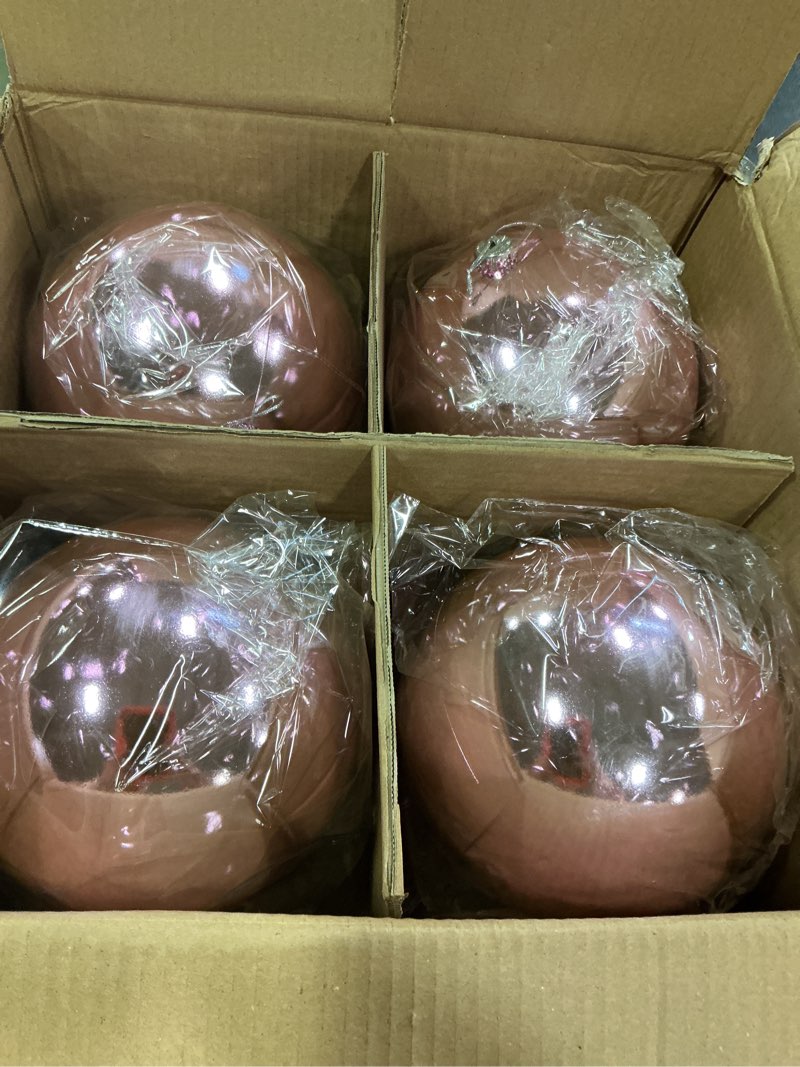 Condition photo showing Good Condition for Zubebe 4 Pcs Extra Large Christmas Ball Ornaments 8'' (200 Mm) Giant Oversized Plastic Xmas Ball Big Hanging Christmas Tree Ornaments for Holiday Party Outdoor Decor(Shiny Rose Gold) 8" Shiny Rose Gold