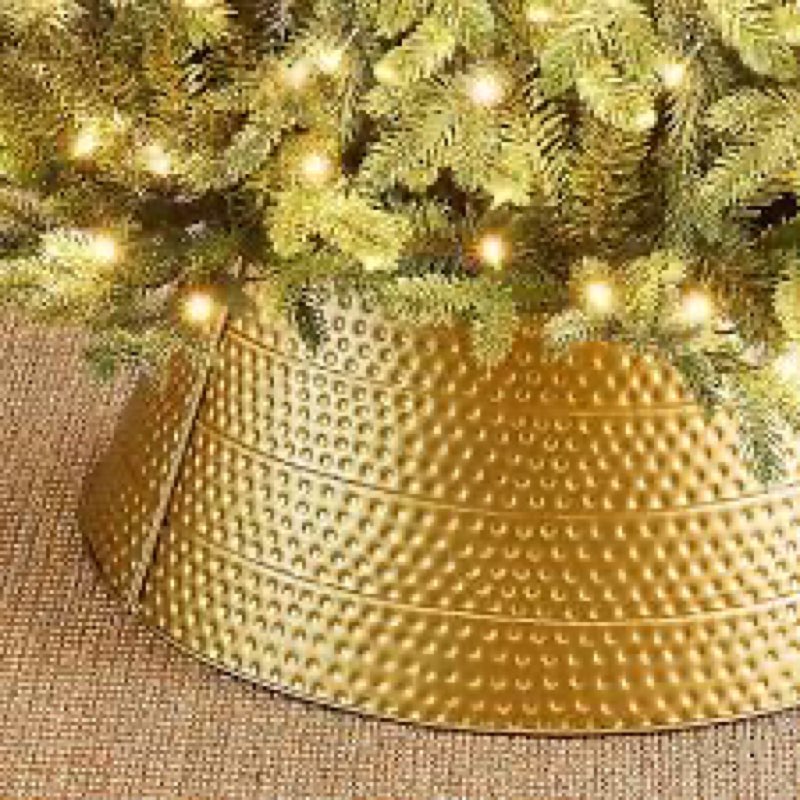 Glitzhome 22" Hammered Christmas Tree Collar Ring Metal Tree Skirt Party 