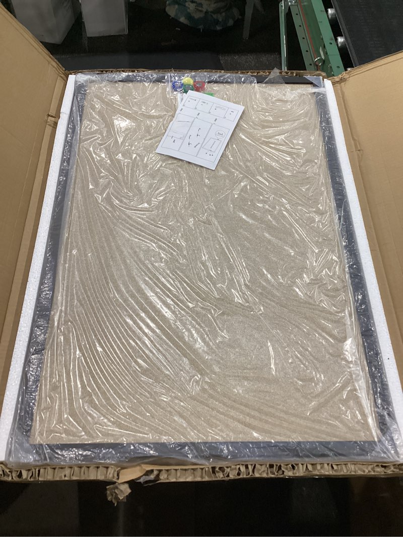 Condition photo showing New/Like New for monthly chalkboard calendar & cork board for wall, 24"x36" magnetic chalk calendar board combo board, large wall mounted combination board blackboard for office, kitchen, school, home, black classic black 24" x 36"