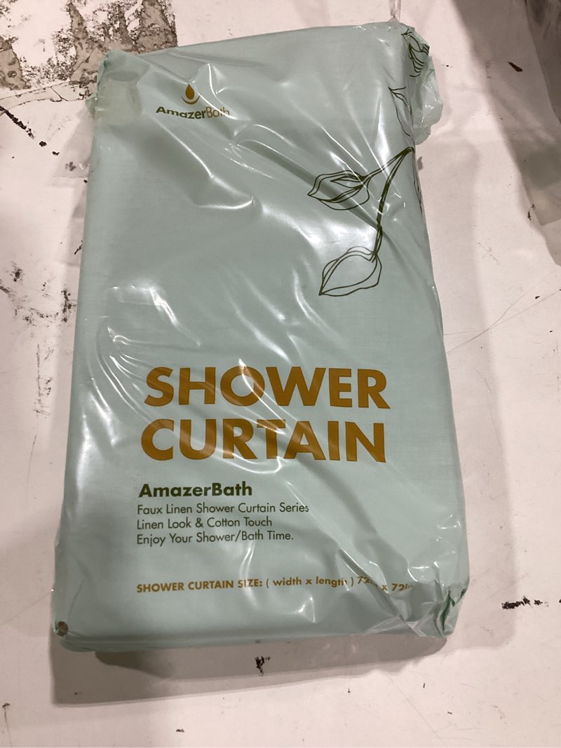 Condition photo showing Good Condition for amazerbath farmhouse shower curtains for bathroom, tan shower curtain with tassels, taupe rustic faux linen shower curtain set with 12 hooks, 72x72 inches solid taupe