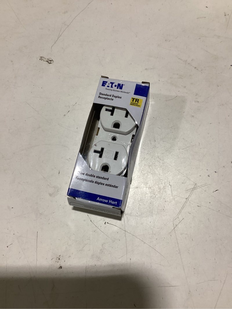 Condition photo showing New/Like New for eaton 20-amp 125-volt tamper resistant commercial duplex outlet, white