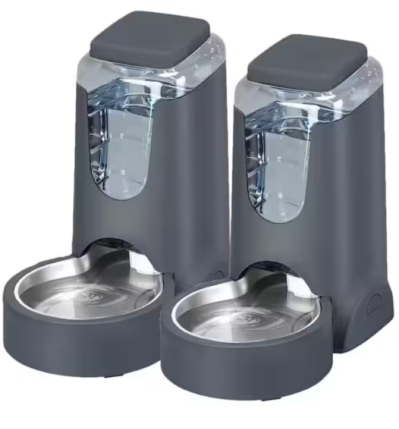 OyezvaryAutomatic Food Feeder and Water Dispenser with Stainless Steel Bowl for Small