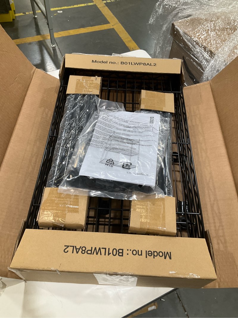 Condition photo showing Good Condition for amazon basics 3-shelf adjustable heavy duty steel wire rack storage shelving organizer for kitchen, garage, 23.2" l x 13.4" w x 30" h, black 3-shelf narrow black