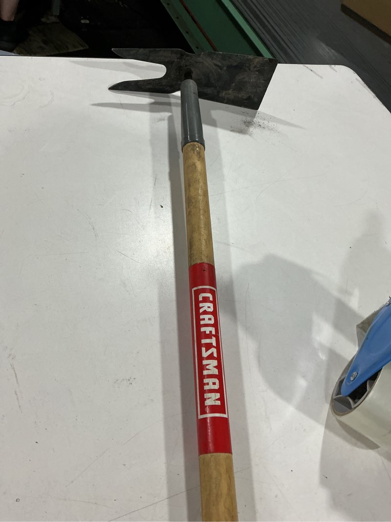 Condition photo showing As Is for craftsman 54 wood -handle 2-prong hoe