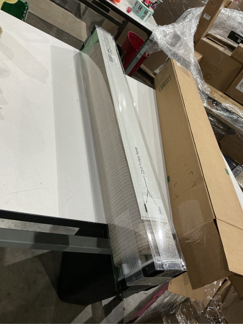 Condition photo showing Good Condition for aosky roller shades for outdoor patio, cordless roll up outdoor blinds shades, porch blinds cloth for pergola balcony backyard, 48" w x 72" h, grey 48"w x 72"h grey