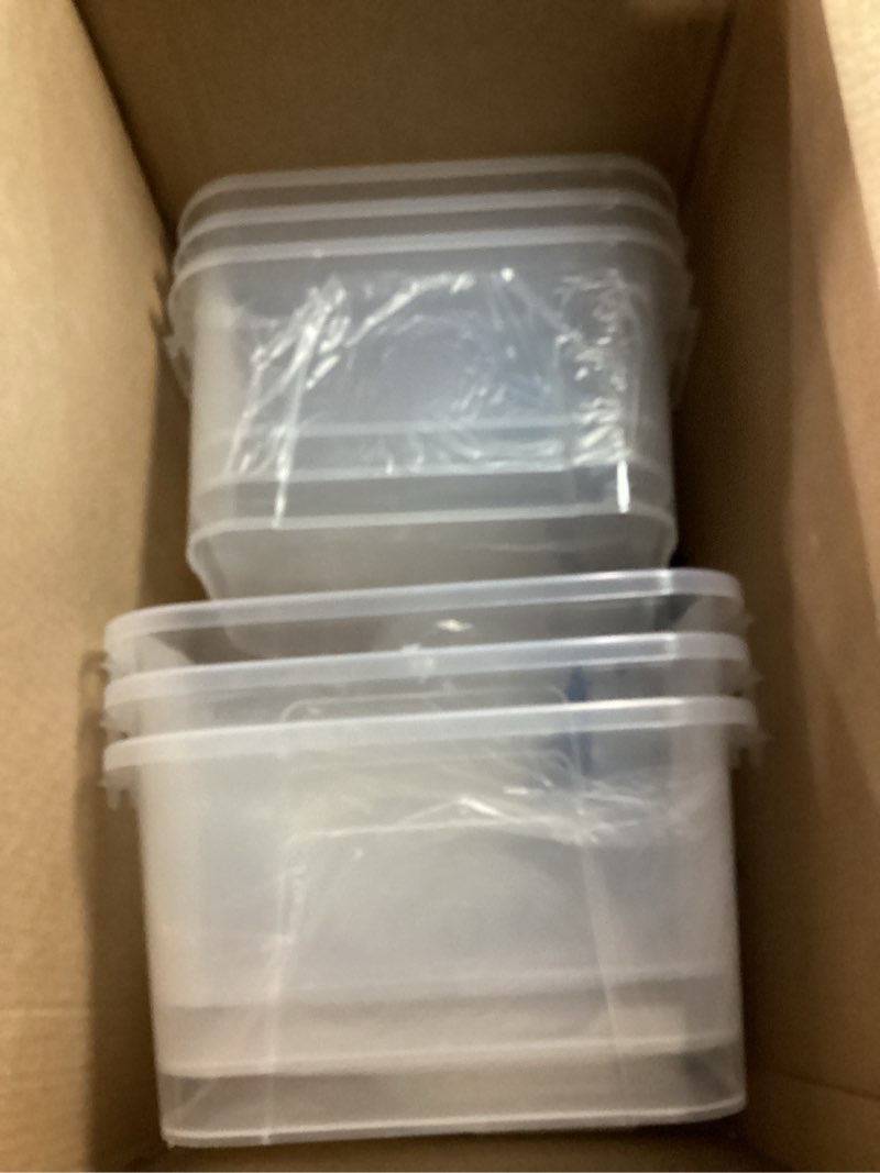 Condition photo showing As Is for 6-Pack Clear Storage Box 7 Quart, Plastic Storage Latch Bins with Handle 6.5 Liter