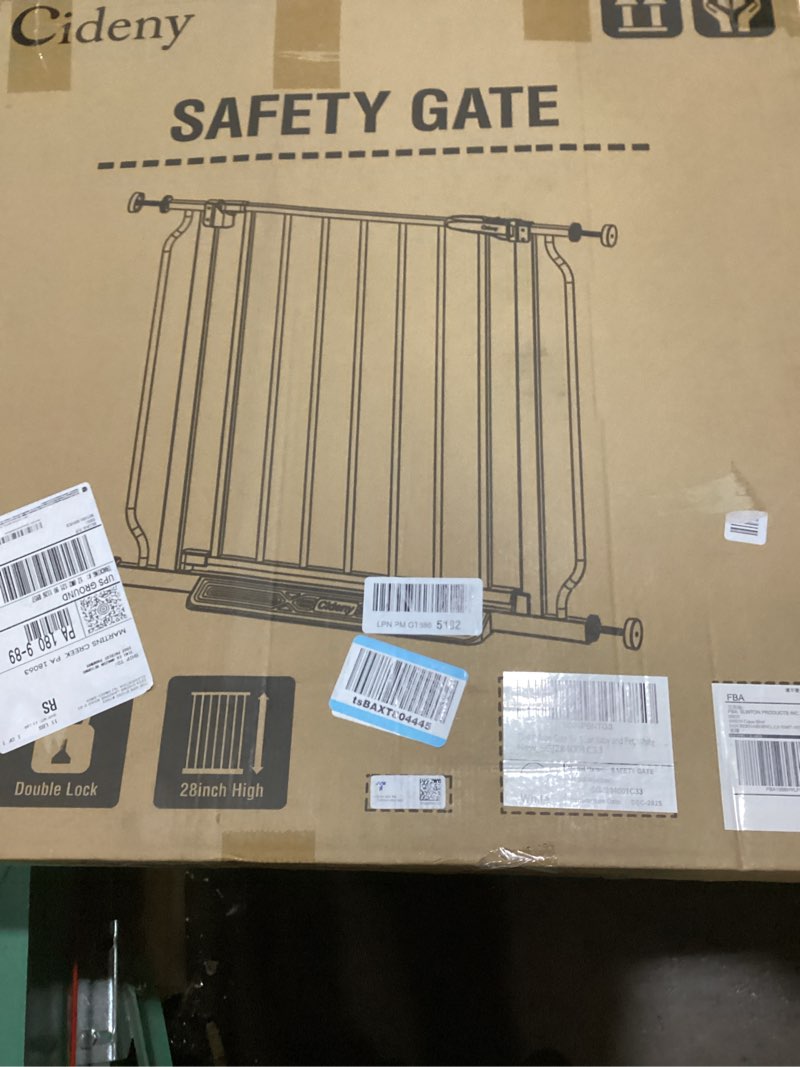 Condition photo showing Good Condition for baby gate no drilling, 29"-40" auto close dog gate indoor for doorways & stairs, pressure mounted adjustable pet gate, easy walk through child gate for children & pets stroller friendly, white