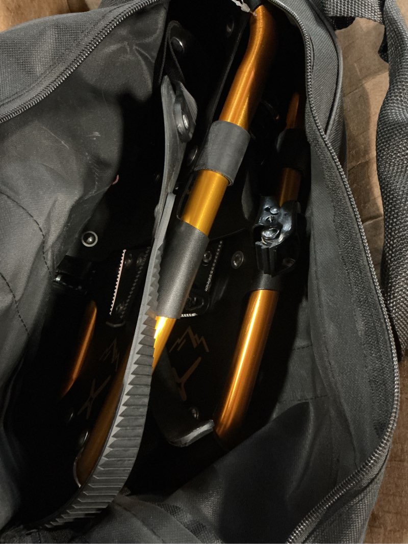 Condition photo showing Good Condition for Snowshoes,Lightweight Aluminum Frame,13-Point Heavy Duty Crampons,UV Shoe Decking, and Ratchet System for Secure Fit Complete with Carry Bag for Convenient Storage and Travel GOLD 25 Inches