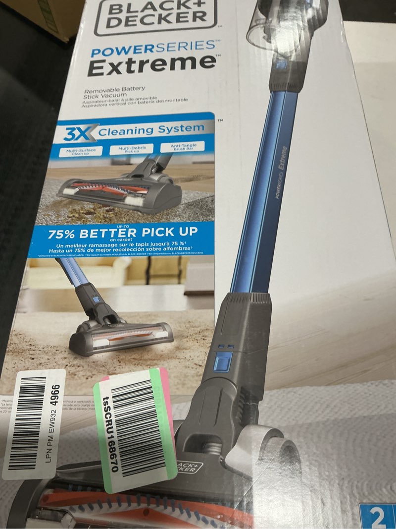 Condition photo showing Good Condition for BLACK+DECKER Cordless Vacuum, Powerseries Extreme, Stick Vacuum Cordless Rechargeable, Interchangeable Floorhead with Crevice Attachment, 3 Speed Control, Lightweight, Blue (BSV2020G) 20V Stick Vacuum