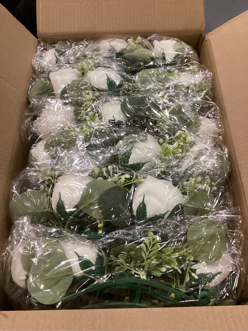 Condition photo showing New/Like New for NUPTIO Flower Candle Rings for Centerpieces: 13.4 Inch Artificial Rose Wreath for Wedding Party Christmas Decorations - White Wreaths for Spring Summer Front Door Porch Table Decor 6 Pcs Dia 13.4"-6pcs White