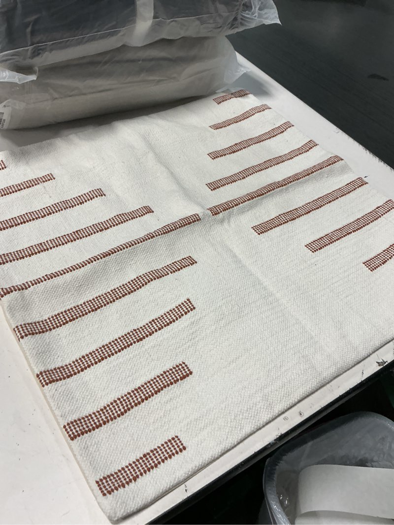 Condition photo showing Good Condition for bold stripe pillow cover color terracotta, size 20x20 
