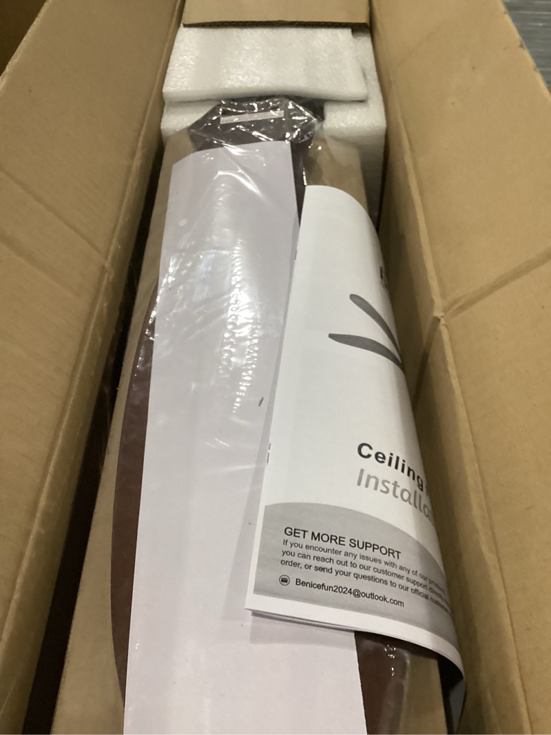 Benicefun 42-Inch Ceiling Fan with Lights, Remote Control, Flush Mount, Dimmable, Reversible, Wood B