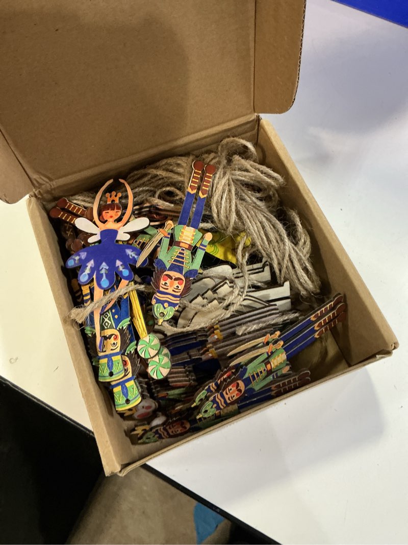 Condition photo showing Good Condition for 50 Pcs Christmas Nutcracker Wooden Ornaments Christmas Nutcracker Tree Hanging Decoration Mini Girls Princess Ballet Mouse King Figure with Ropes for Xmas Tree Home Decor (Brown)