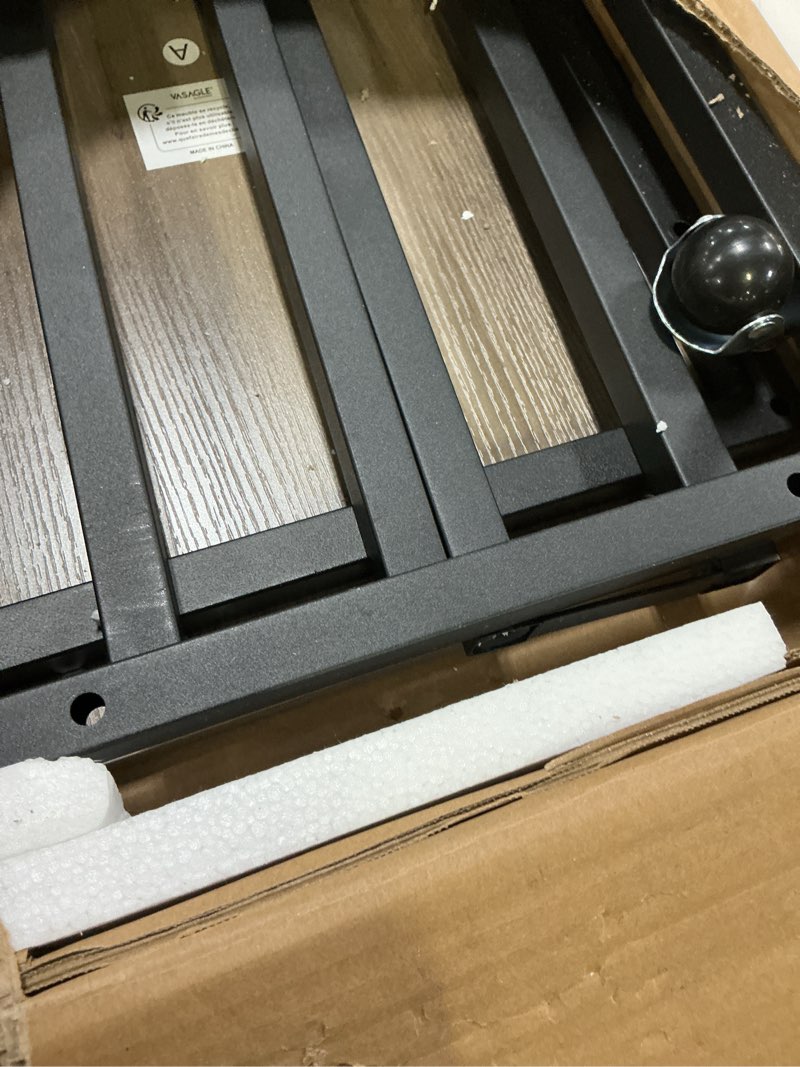 Condition photo showing Good Condition for vasagle end table, c shaped tv tray with metal frame rolling casters, industrial side table for living room bedroom, 19.7 x 13.8 x 23.6 inches, greige and black greige + black