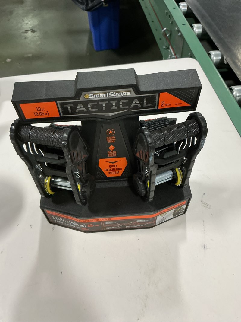 Condition photo showing Good Condition for SmartStraps 10’ Tactical Ratchet Straps, 2 Pack — Heavy Duty Tie-Down Straps — 3,000lb Break Strength, 1,500lb Safe Work Load — Haul Dirt Bikes, ATVs, and Mowers