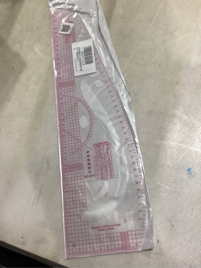 Condition photo showing Good Condition for flexible curved sewing ruler for tailoring and pattern drafting with protractor multifunctional tool for lightweight clothing design
