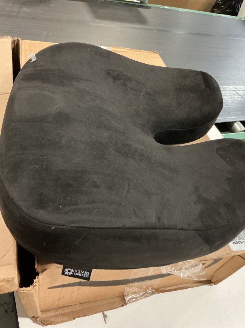 Condition photo showing As Is for seat cushion, gel cushion for office chair, seat cushion for tailbone pain, back pain relief, non-slip memory foam hip pillow for office chair, wheelchair, driver's seat (black)