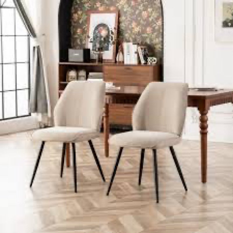 Chenille upholstered dining chairs dark grey 