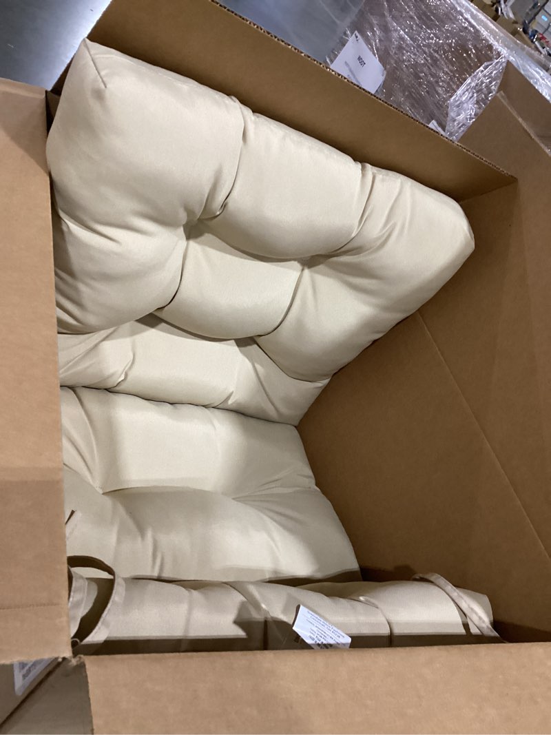 Condition photo showing As Is for indoor outdoor back chair cushion tufted pillow patio seating pad beige