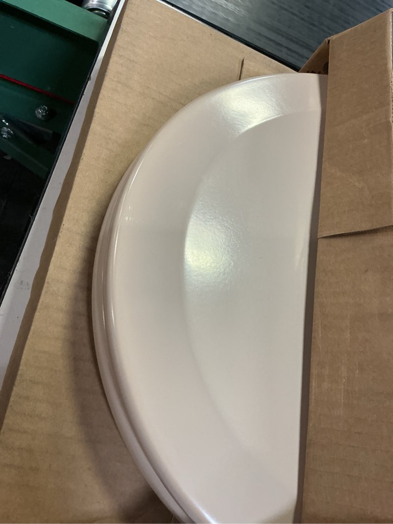 Condition photo showing As Is for bemis 500ec 068 molded wood round toilet seat with easy clean and change hinge, 1 pack, fawn beige fawn beige round