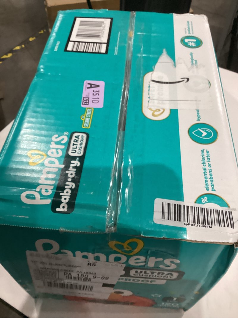 Condition photo showing As Is for Pampers Diapers - Baby Dry - Size 1, 120 Count, Absorbent Disposable Infant Diaper (Packaging May Vary) Size 1 120