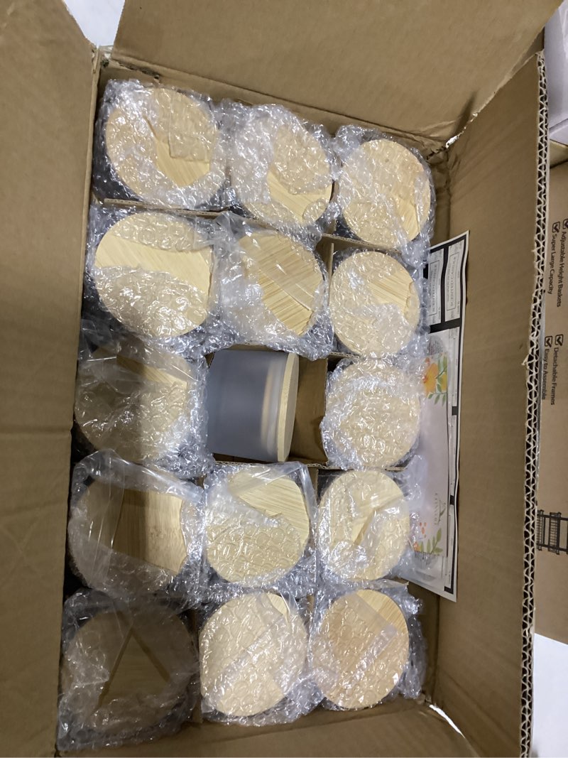 Condition photo showing New/Like New for CONNOO 15 Pack 4 OZ Frosted Glass Candle Jars with Airtight Bamboo Lids for Making Candles, Bulk Small Wide Mouth Empty Candle Containers with Sticky Warning Labels - Dishwasher Safe