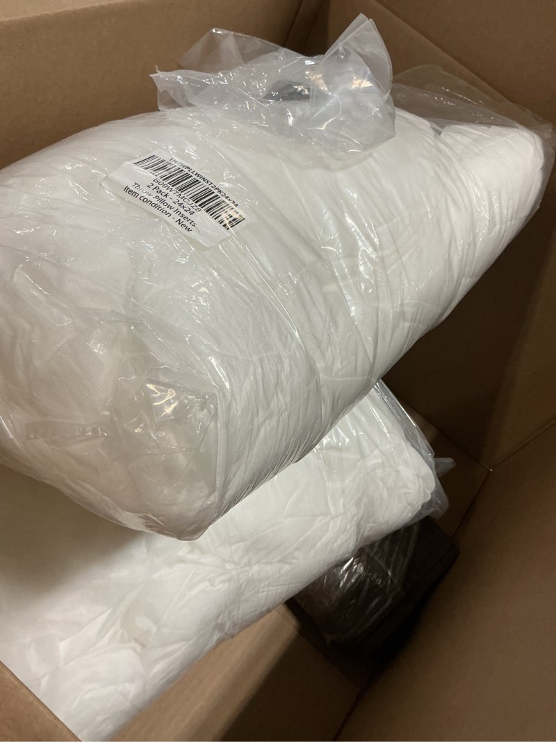 Condition photo showing As Is for lane linen 24x24 pillow inserts - set of 2 lightweight down alternative square pillows, white throw pillows for bed, decorative pillows for couch bed, firm pillows for living room 24" x 24" 01: white