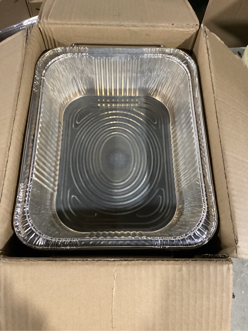 Condition photo showing Good Condition for alpha living 6 pack - disposable chafing dish buffet set, half size pans, welded body food warmers for parties, fuel cans complete set, warming trays complete kit (with racks)