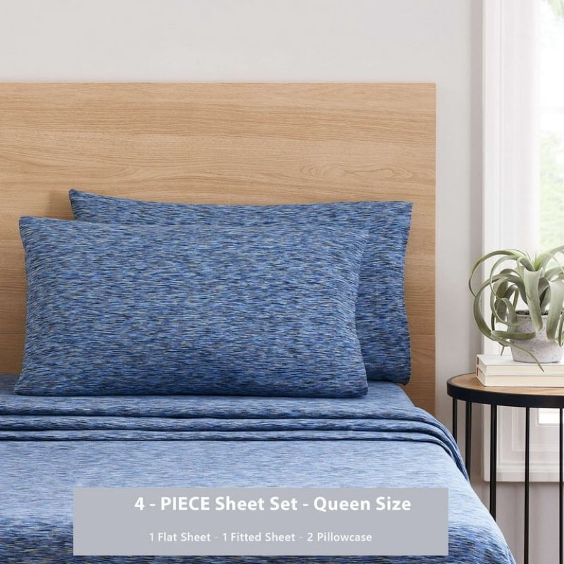 mainstays 100% cotton extra soft jersey bed sheet set blue