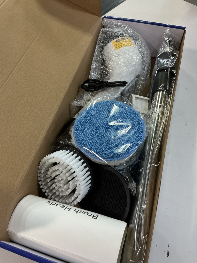 Condition photo showing Good Condition for highyes electric spin scrubber for cleaning bathroom: cordless power shower scrubber - electric cleaning brush for tile tub black&white