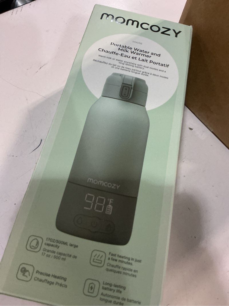 Condition photo showing New/Like New for momcozy portable bottle warmer for travel – dual heating modes for breast milk & water, portable milk warmer with fast heating & long battery life, 17 ounces large capacity, purple light purple