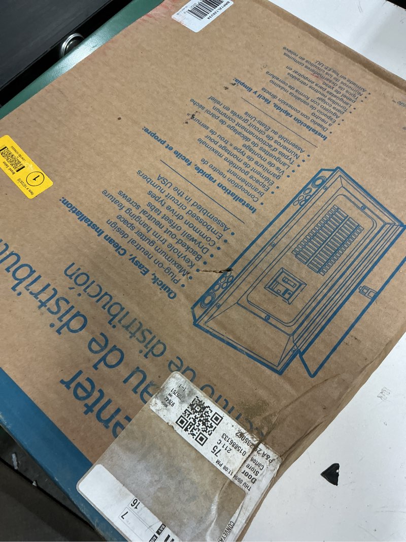 Condition photo showing As Is for eaton type br 125-amp 12-spaces 24-circuit indoor main lug plug-on neutral load center (value pack)