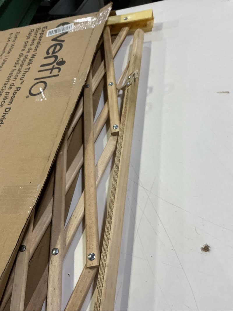 Condition photo showing As Is for Evenflo Expansion Walk-Thru Room Divider Baby Gate, Natural Wood