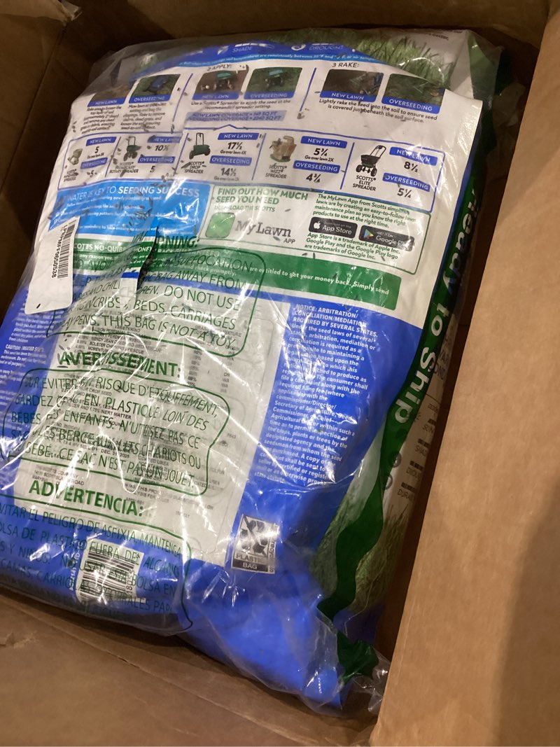 Condition photo showing Good Condition for scotts turf builder grass seed sun and shade mix - grass seed plus lawn fertilizer and soil improver, covers up to 960 sq. ft., 2.4 lb.