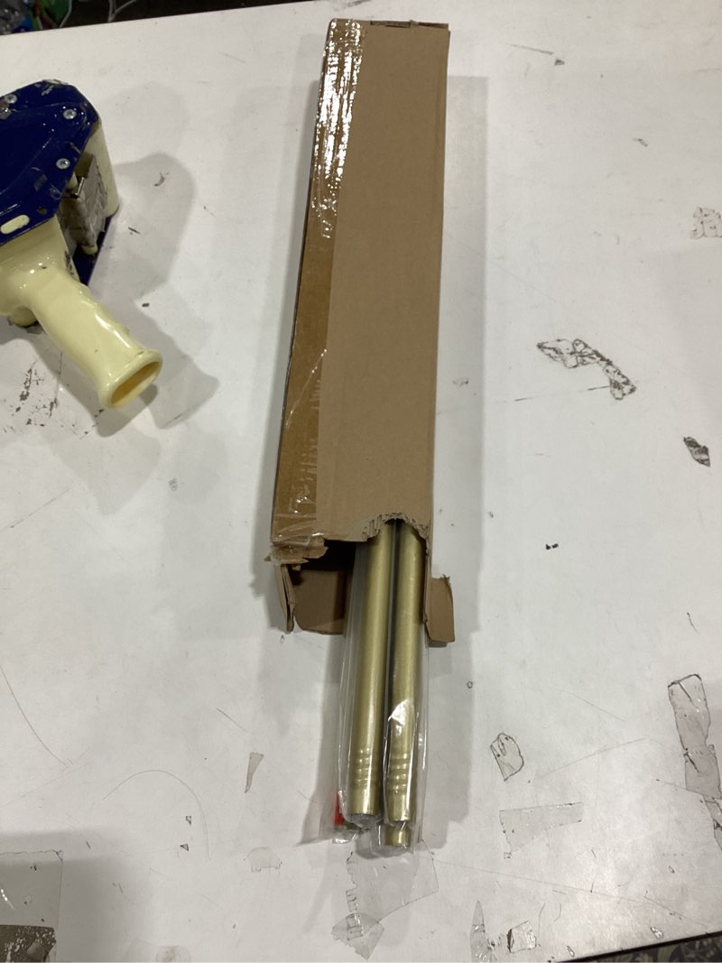 Condition photo showing New/Like New for Gold Curtain Rods for Windows 66 to 120: 5/8 Inch Long Drapery Rods with Modern Round Cap Finials - Adjustable Curtain Rod Set for Bedroom with Ceiling & Wall Mounted Brackets 32-117 Gold