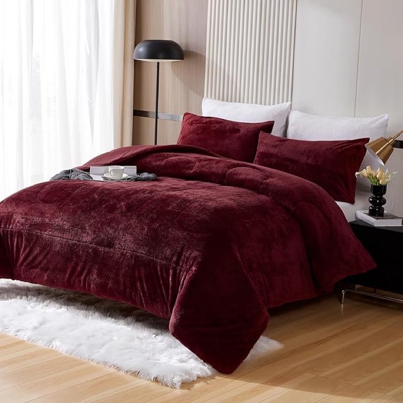 (Incomplete)YIYEA Fluffy King Size Comforter Set, Luxury Faux Fur Comforter, Ultra Soft Plush Fuzzy Velvet Beddi